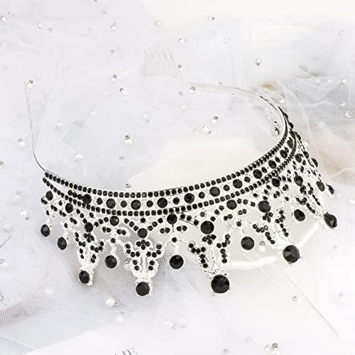 COCIDE COCIDE Black Tiaras for Women Crowns for Women Tiaras and Crowns for Women Queen Crown Princess Tiara for Girls Rhinestones Party Bridesmaids Wedding Halloween Costume Cosplay Gift