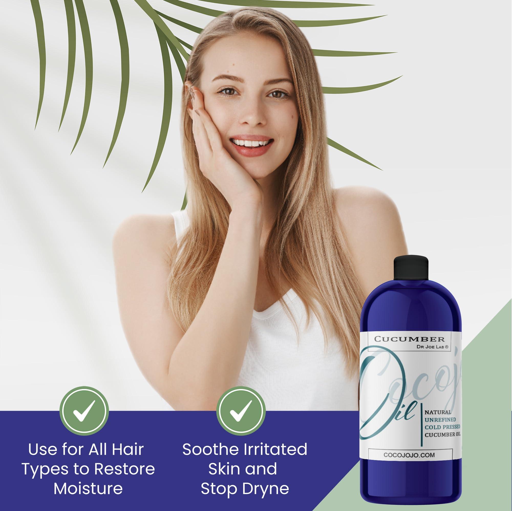 Dr Joe Lab Dr Joe Lab Cucumber Seed Oil - Pure, Unrefined, Cold Pressed, Undiluted, Non-GMO, Virgin Carrier Oil for Skin, Hair, Nails, Body, Face, Beard - 32 Ounces - Nourishing Hydrating Moisturizing Bulk