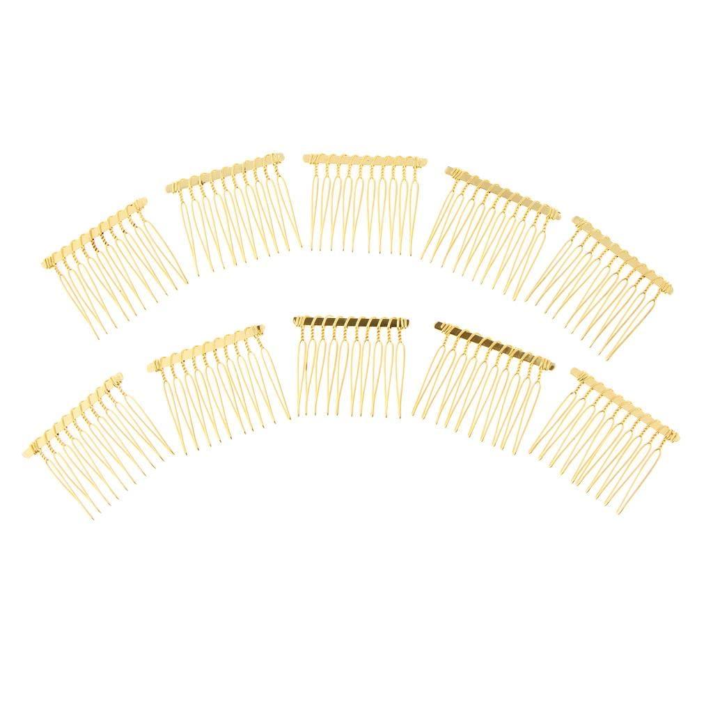 APLVFFZH 10Pcs Metal Hair Comb Slide Side Combs Hair Clip Hair Jewelry Decor, Gold