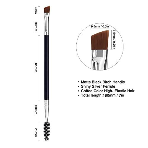 LOOKSEVEN Duo Eye brow Brush, Angled Eyebrow Brush and Spoolie Brush, Eyelash Comb Eyebrow Brush Tool (1 Pcs)