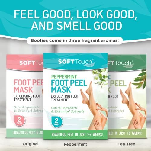 Soft Touch Soft Touch Foot Peel Mask - Pack of 2 Feet Peeling Masks for Dry, Cracked Heels & Calluses - Exfoliating Foot Mask Peel for Baby Soft Skin, Peppermint