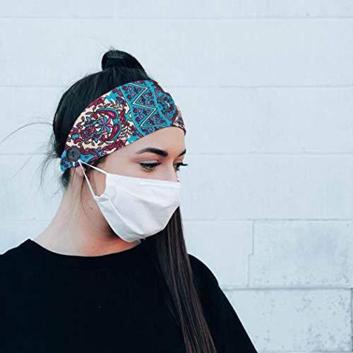 Bohend Bohend Boho Button Headband Wide Stretchy Daily Use Knotted Headwear Sport Athletic Yoga Gym Hair Accessories for Women and Girls(3pcs) (A)