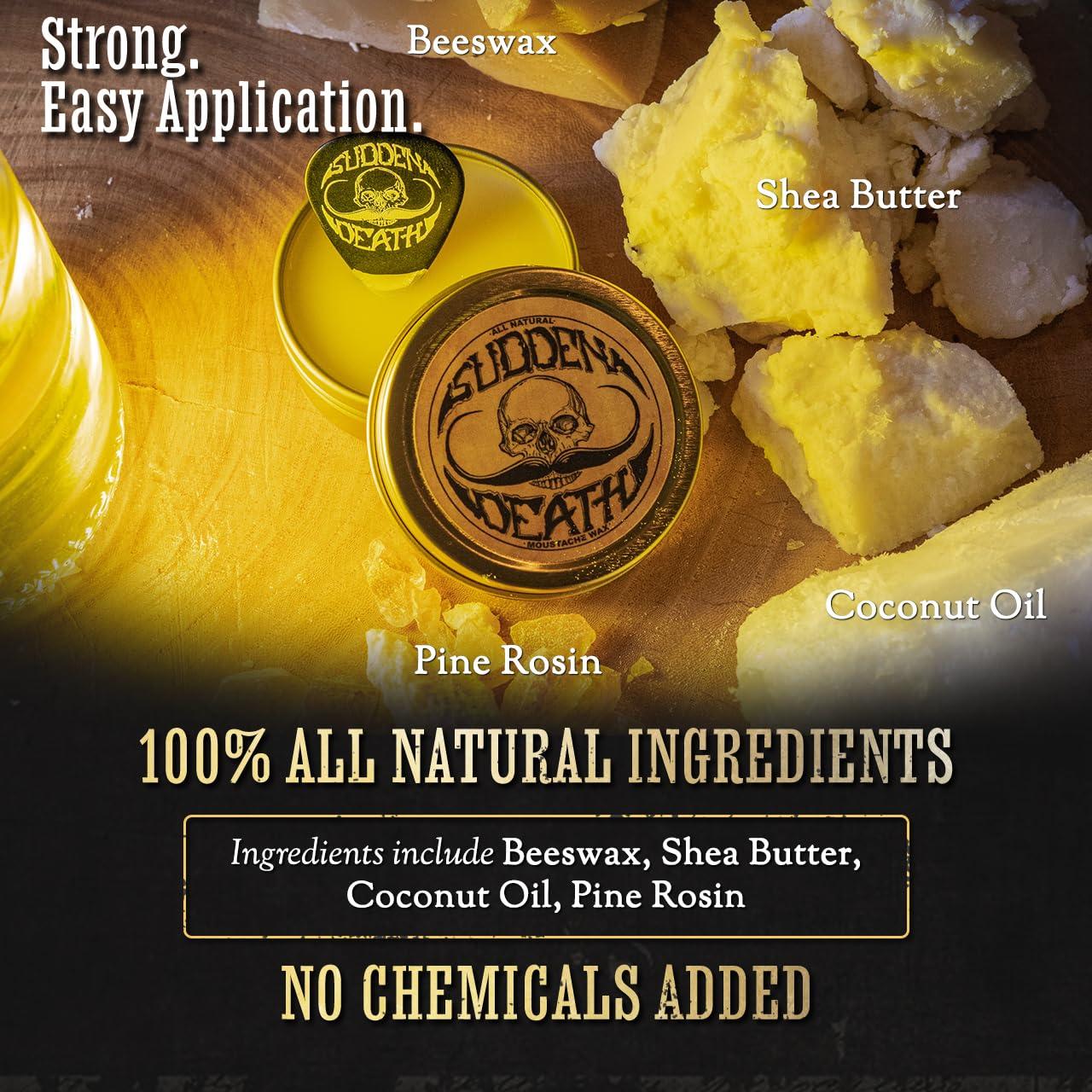 THE VINTAGE GROOMING CO. Mustache Wax Strong Hold Sudden Death 1 oz Tin & Platinum Death Grip Mustache Comb Mens Combo Kit - Grooming For Men Handlebar Moustache & Beard Wax Styling