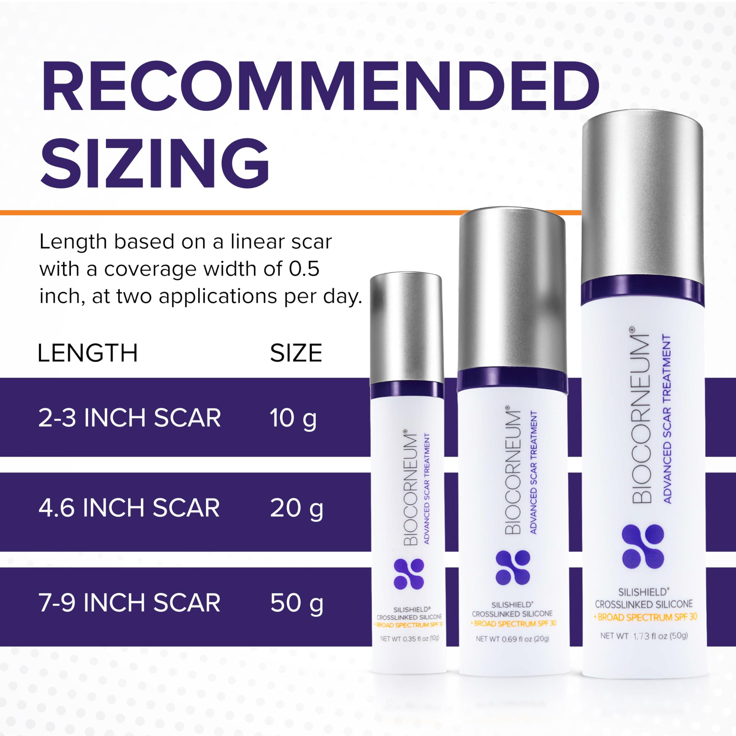 bioCorneum Advanced Scar Treatment with Silishield & SPF 30 20g Made in the USA, Fast-Drying, Water-Resistant Silicone Scar Gel - Surgeon Recommended for New & Old Scars - Suitable for Children Over 6 Months
