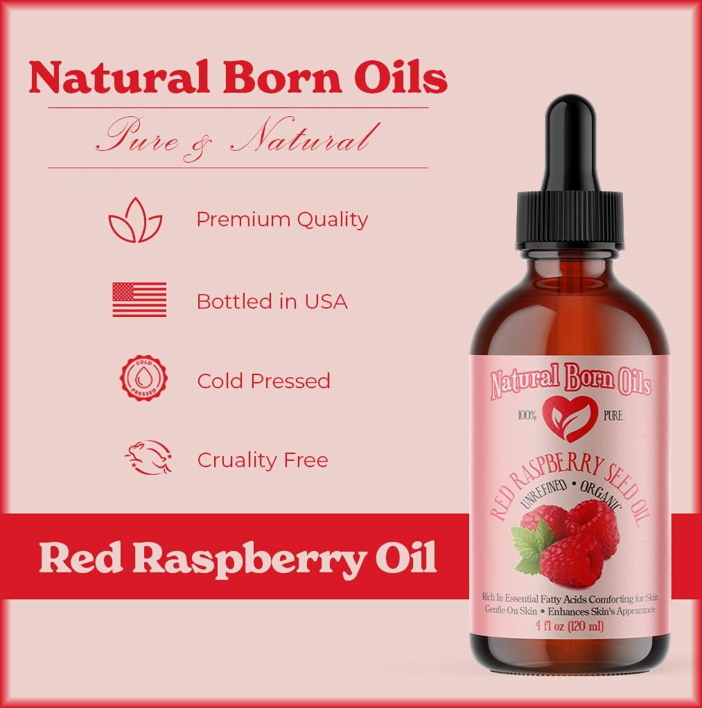 Natural Born Oils Natural Born Oils Raspberry Seed Oil, 1 Gallon, Organic, Cold-Pressed, Nutrient-Rich, Excellent for Radiant Skin, Lustrous Hair