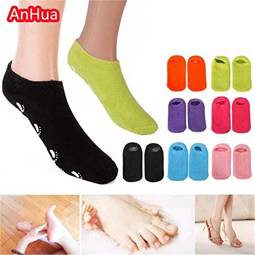 AnHua AnHua 1 Pair Feet Spa Moisturizing Gel Socks Exfoliating Dry Cracked Soft Skin Sock Pedicure Foot Care Tool Beauty Foot Care (Black)