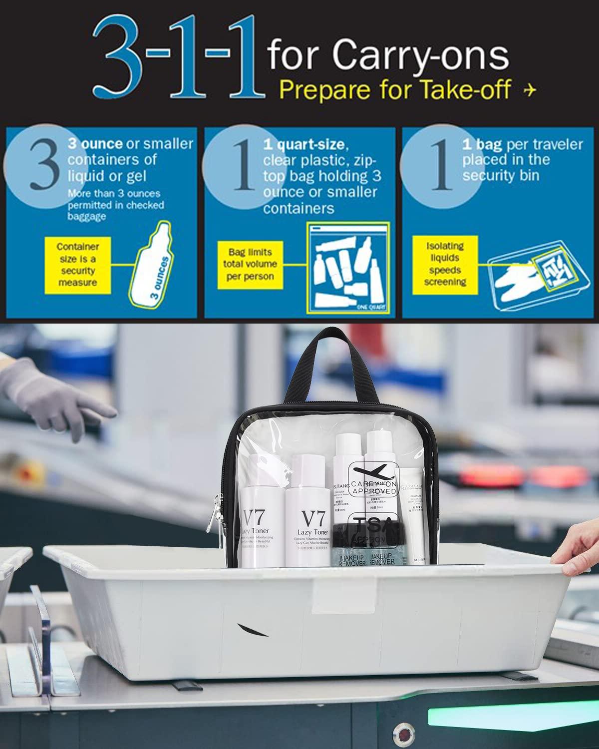 Relavel Tsa Approved Toiletry Bag,3PCS Travel Bag TSA Approved,Clear Makeup Bags Travel,Quart Size 3-1-1 Travel Bags fit for 3 oz Travel Bottles,Waterproof TSA Toiletry Bag,Small