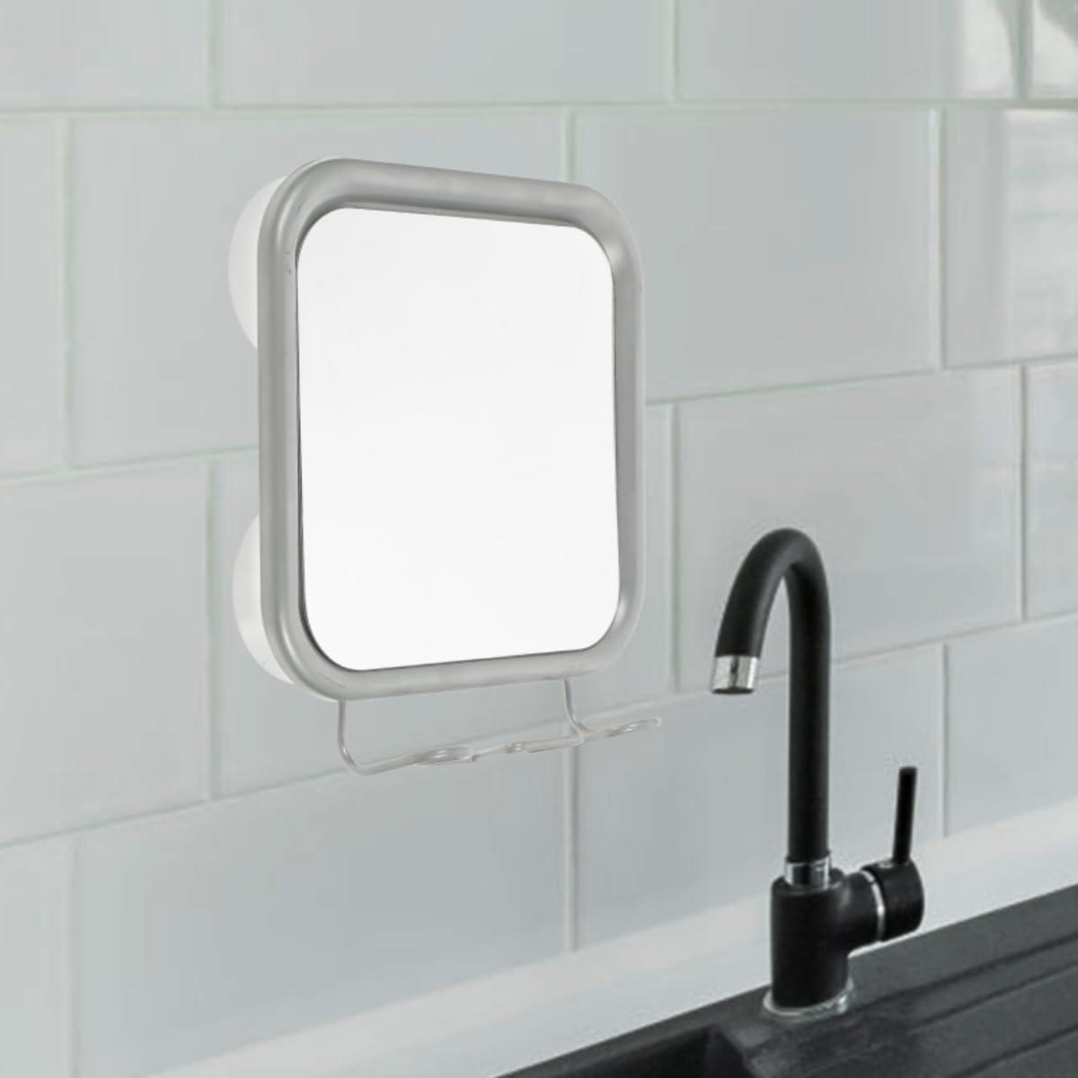 Samlee Fogless Shower Mirror with 4 Suctions - Anti-Fog Mirror for Shaving in Shower, Razor Holder Included, Ideal for Bathroom, Vanity, Bathtub
