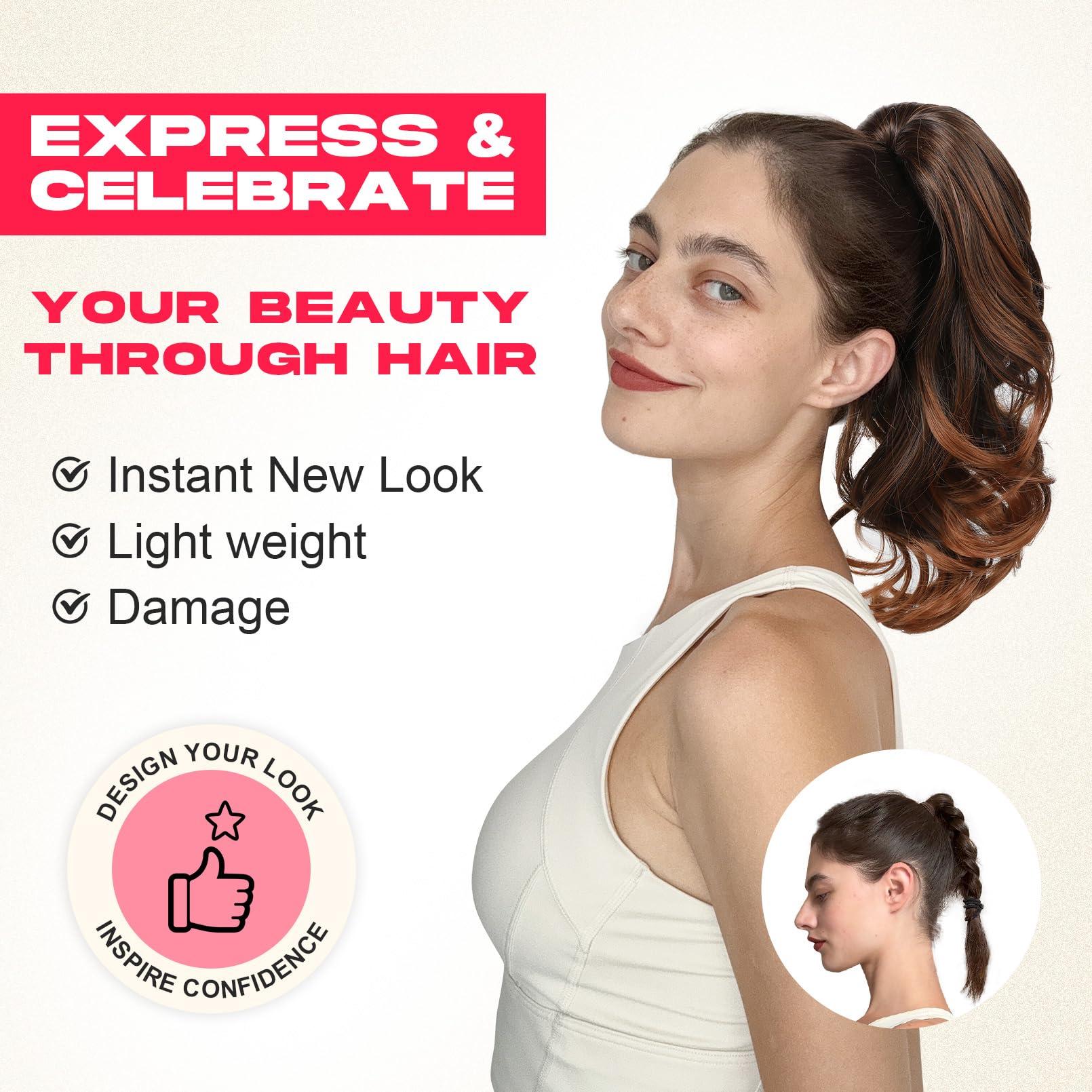 NTYNTY NTYNTY Ponytail Extension, 14\" Claw Clip in Ponytail Hair Extensions Natural Soft Synthetic Layered Wavy Pony Tail Hair Pieces for Women - Light Blonde