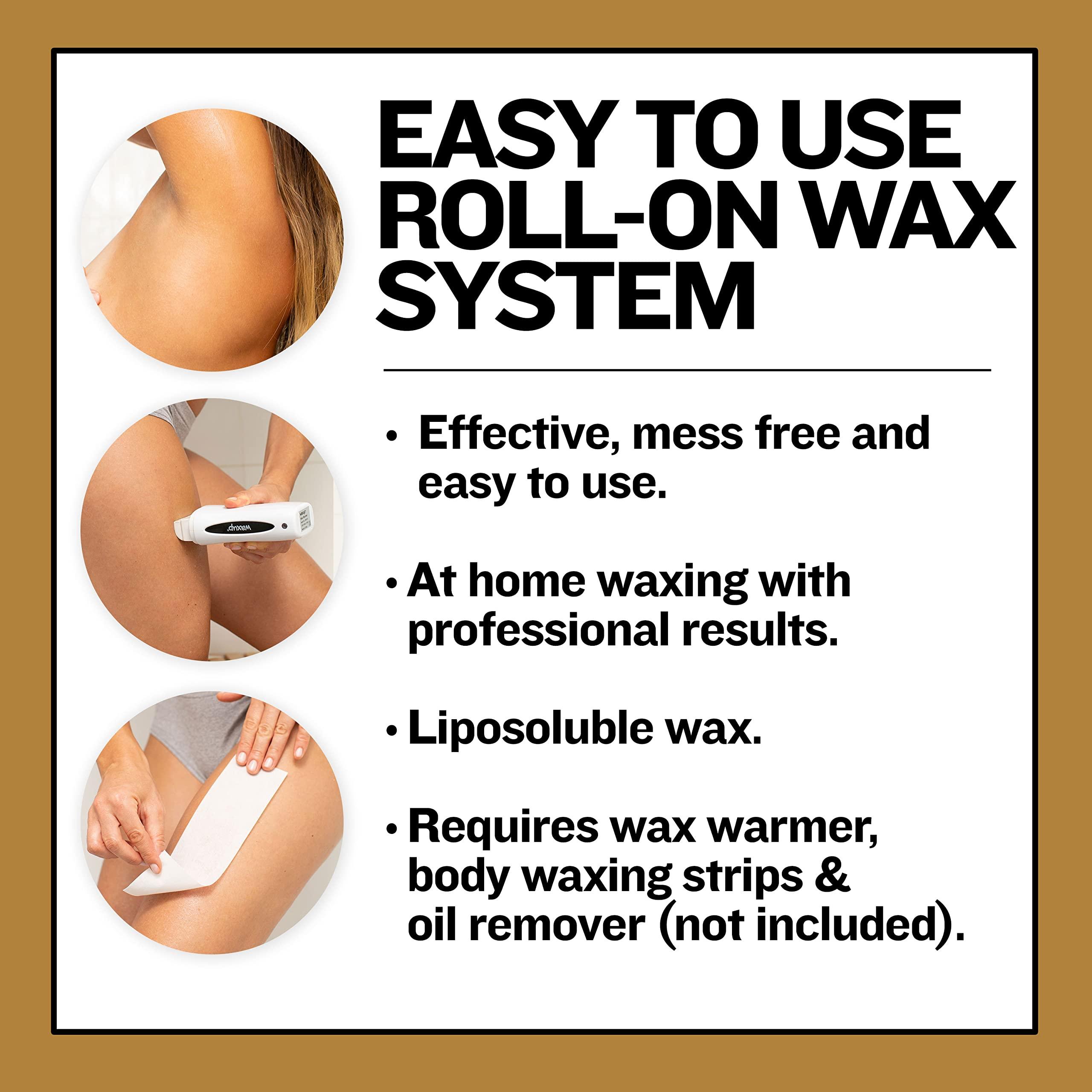 waxup waxup Gold Roll On Wax, Hair Removal Wax Cartridge, Depilatory Wax Roller Refill for legs and arms 3.88 Ounce / 110g (4 Pack). Wax Warmer and Waxing Strips not Included.
