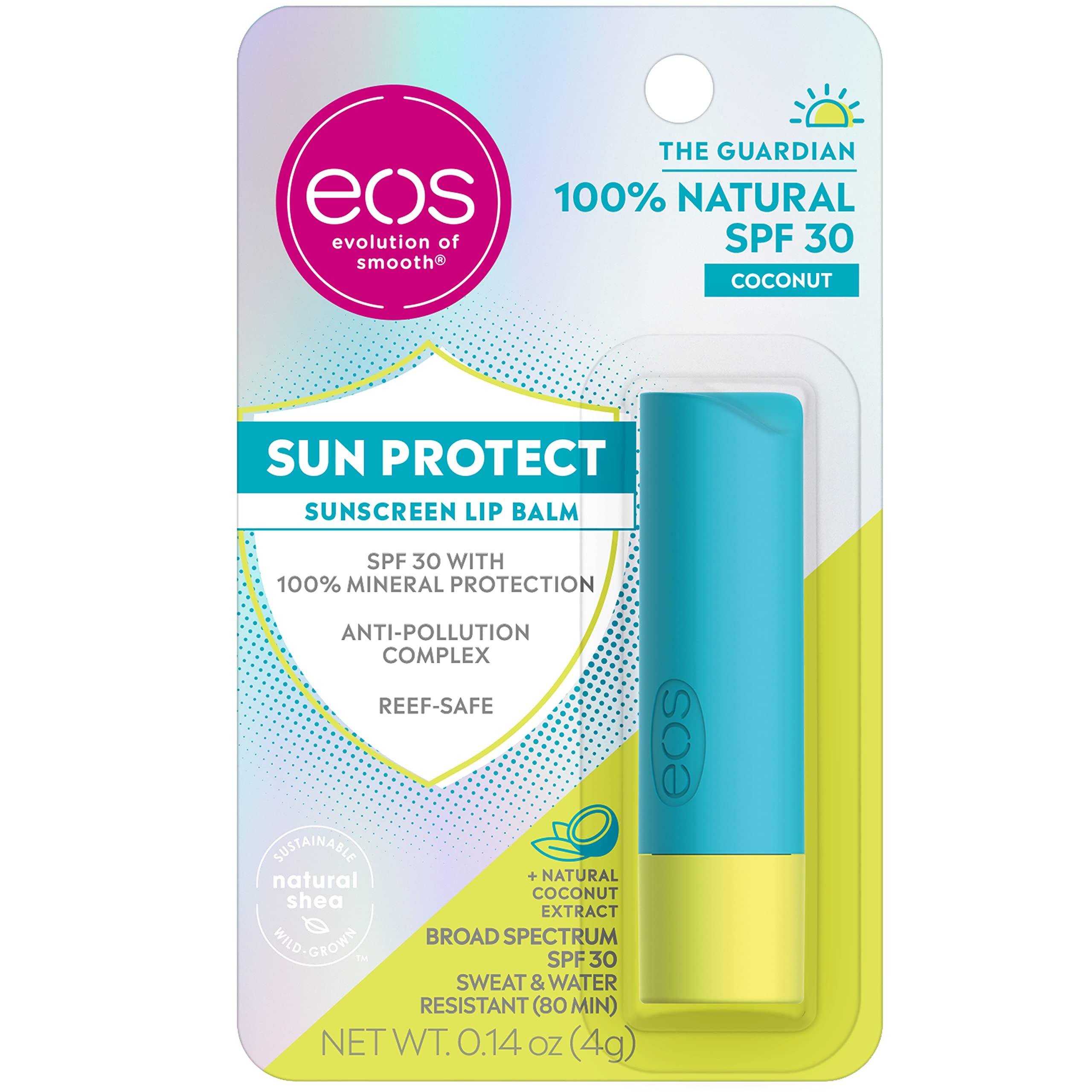 eos eos Sun Protect - Coconut | Lip Balm with SPF 30 Protection and Water Resistant | Lip Care to Nourish Dry Lips | Gluten Free | 0.14 oz