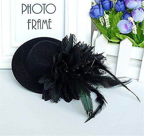 Aimeely Aimeely Elegant Girls Children Feather Flower Hat Veil Convenience Headpieces with Clip Black