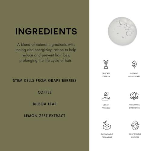 PREVIA PREVIA Energising Shampoo for Thinning Hair Loss Treatment Vegan Formula with Natural Stem Cells Sulfate and Paraben Free for Thicker Fuller Hair Strengthens Roots and Promotes Hair Growth 8.45 oz