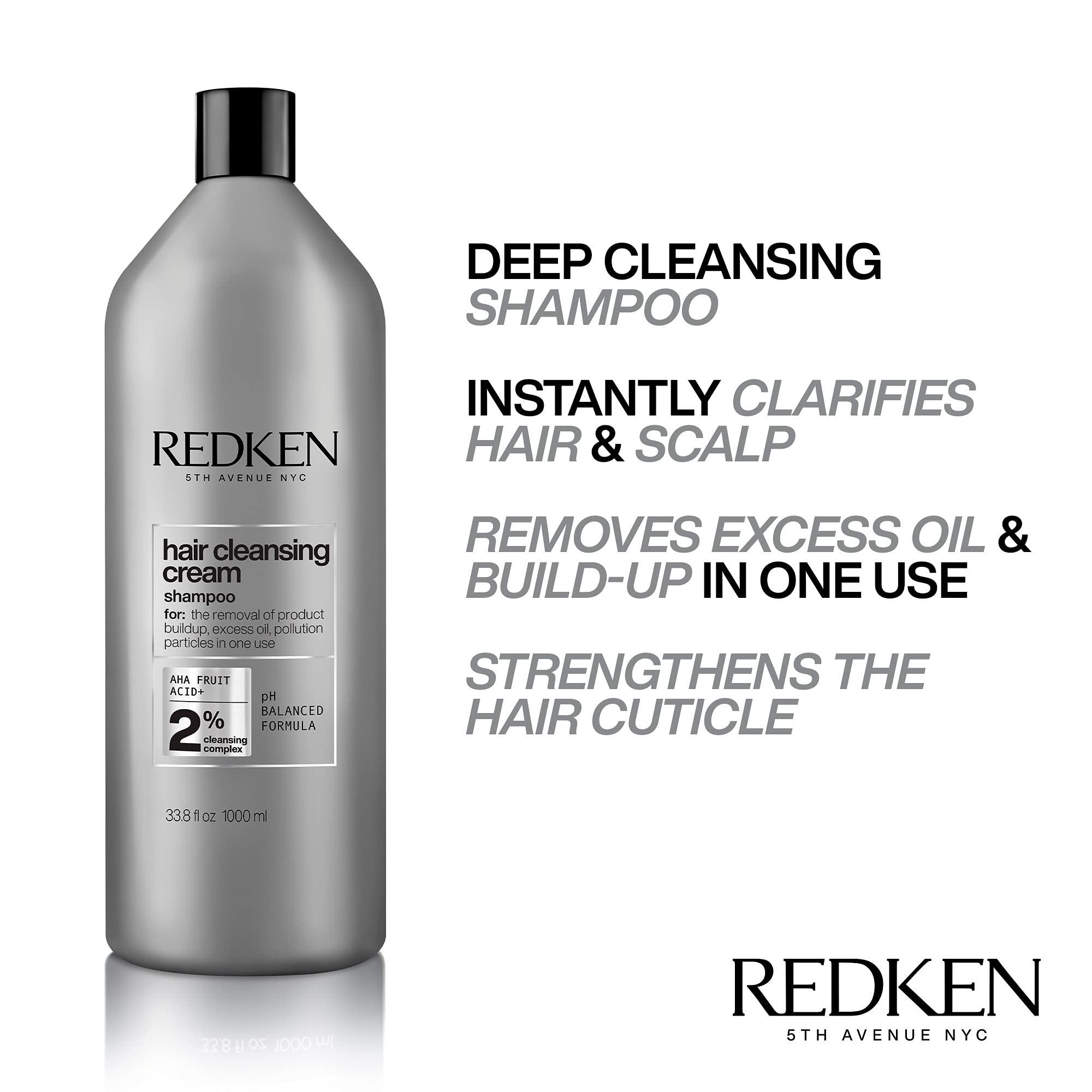 REDKEN Redken Detox Shampoo, Clarifies and Removes Buildup and Polution, Reduces Excess Oil, Strengthens Hair Cuticle, pH Balanced Formula, For All Hair Types, Hair Cleansing Cream, 33.8 fl.oz./1000ml