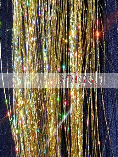 La Demoiselle 40 inch Hair Tinsel 200 Strands Two Colors : Sparkling Silver & Sparkling Gold