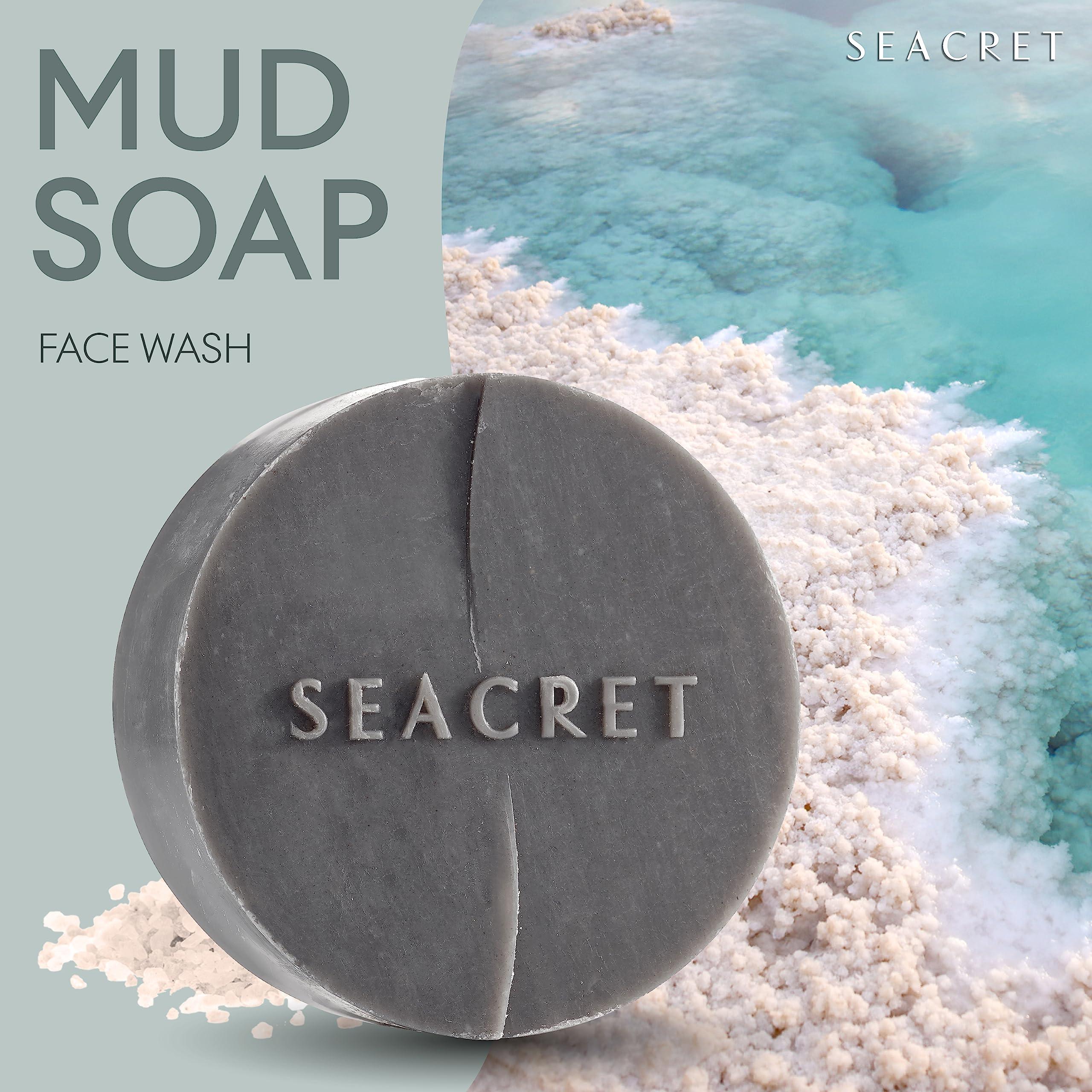 SEACRET SEACRET MUD SOAP BAR: All-Natural Black Mud Bar Soap, Enriched with Guinness Kernel Oil, Witch Hazel & Sea Salt for Cleaning, Exfoliating, Detoxifying Face & Body, Normal to Oily Skin, 4.4 Oz