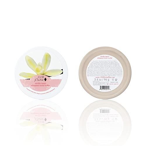 100% PURE 100% PURE Vanilla Bean Whipped Body Butter, Body Lotion for Dry Skin, Made with Shea Butter, Cocoa Butter, Moisturizing Body Cream, Natural Lotion - 3.4 oz