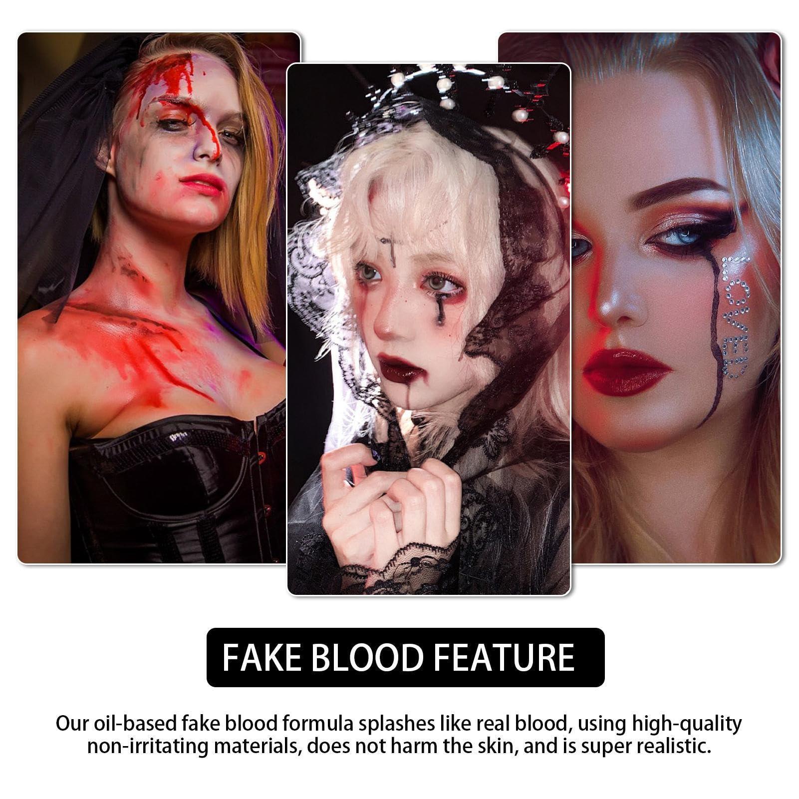 Generic Halloween Fake Blood Makeup Kit, Washable Special Effectss SFX, Fake Vampire Blood, Washable Fake Dripping Blood And Spray, For Photography, Dramas, Makeup Teaching, Halloween