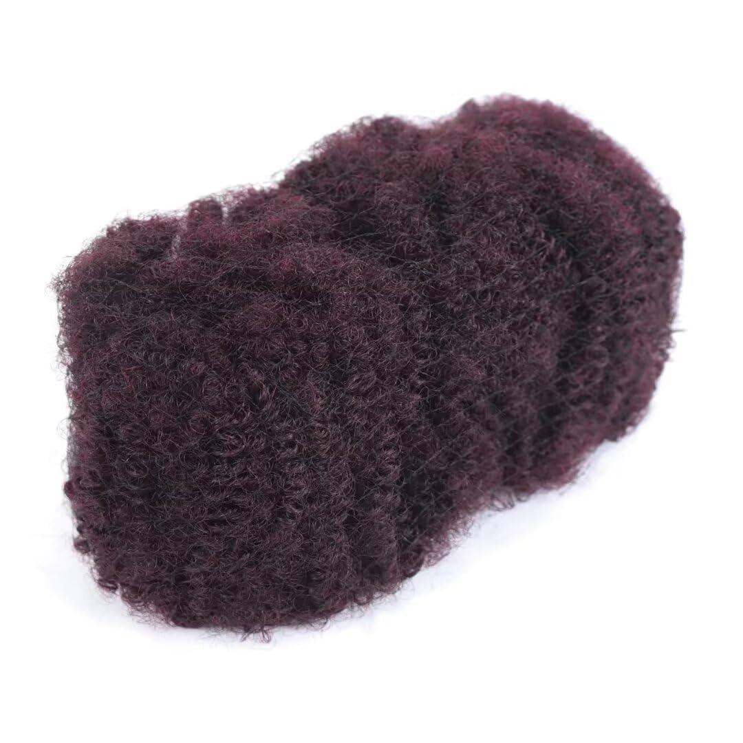 HAPPY&CC HAPPY&CC Afro Kinky Bulk Human Hair for Dreadlock Extensions, Repair Locs Twists and Braids 99J Burgundy Color 12 Inch 50Gram