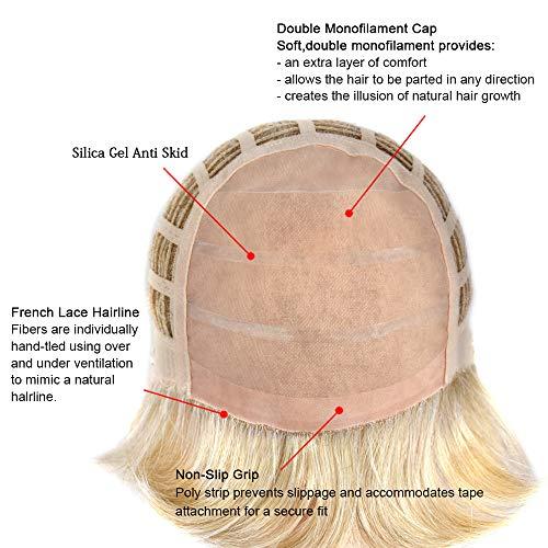 LHC Hand-Tied Mono Top Wig Brown Blonde Straight Synthetic Hair Monofilament Wigs (#P613)