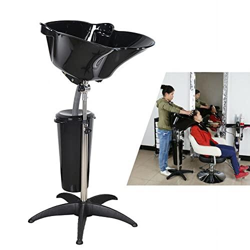 TouSuaRSi 10L Salon Sink Mobile Deep Shampoo Basin Sink Hairdressing Salon Basin Bowl Height-Adjustable Portable Sink Hair Treatment Bowl Portable Hair Washing Sink with Drain Hose (Black)