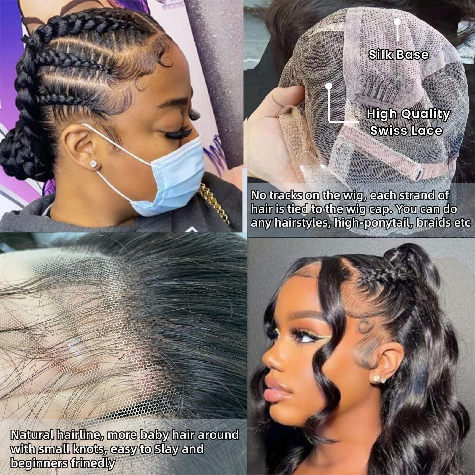 MOMOSHERO MOMOSHERO Body Wave Real Full Lace Wigs Human Hair HD Transparent Lace Pre Plucked 180% Destiny, 12A Short Full Lace Wig Wavy Part Anyway Virgin Hair Soft And Durable Full Scalp lace Wig 8 Inches