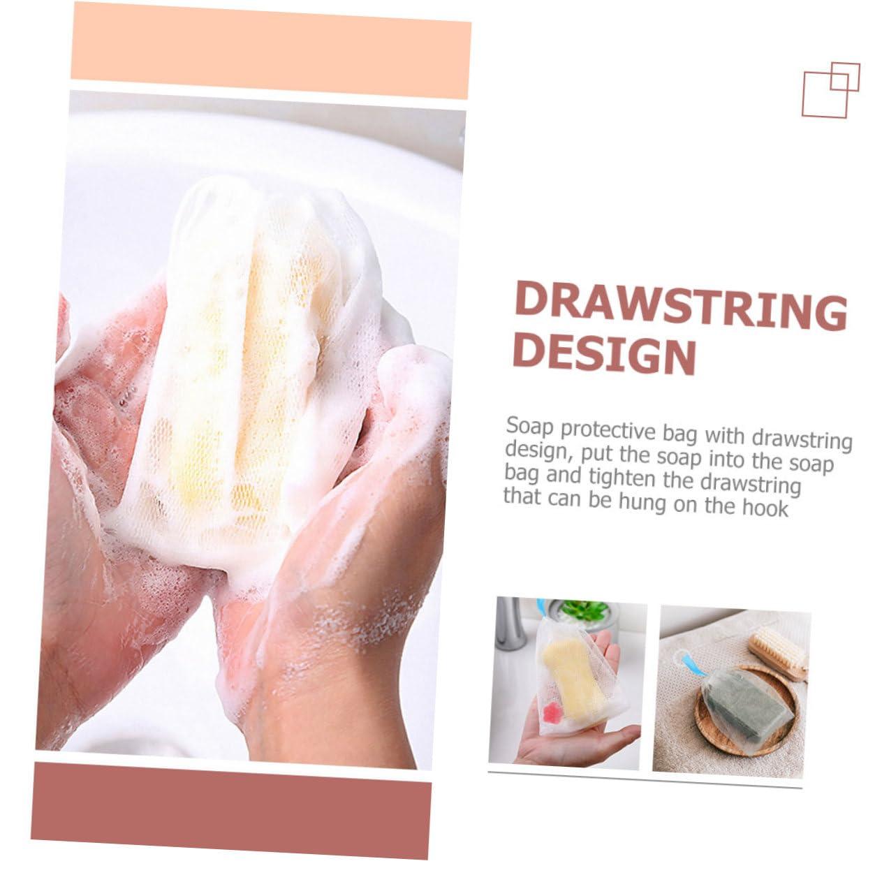 Housoutil Housoutil 6 Pcs Foaming Net Dispenser Soap Holder Soap Mesh Holder Soap Sleeve Giant Wands Small Mesh Bags Drawstring Travel Soap Case Leakproof Small Soap Bag Acid Soap White or