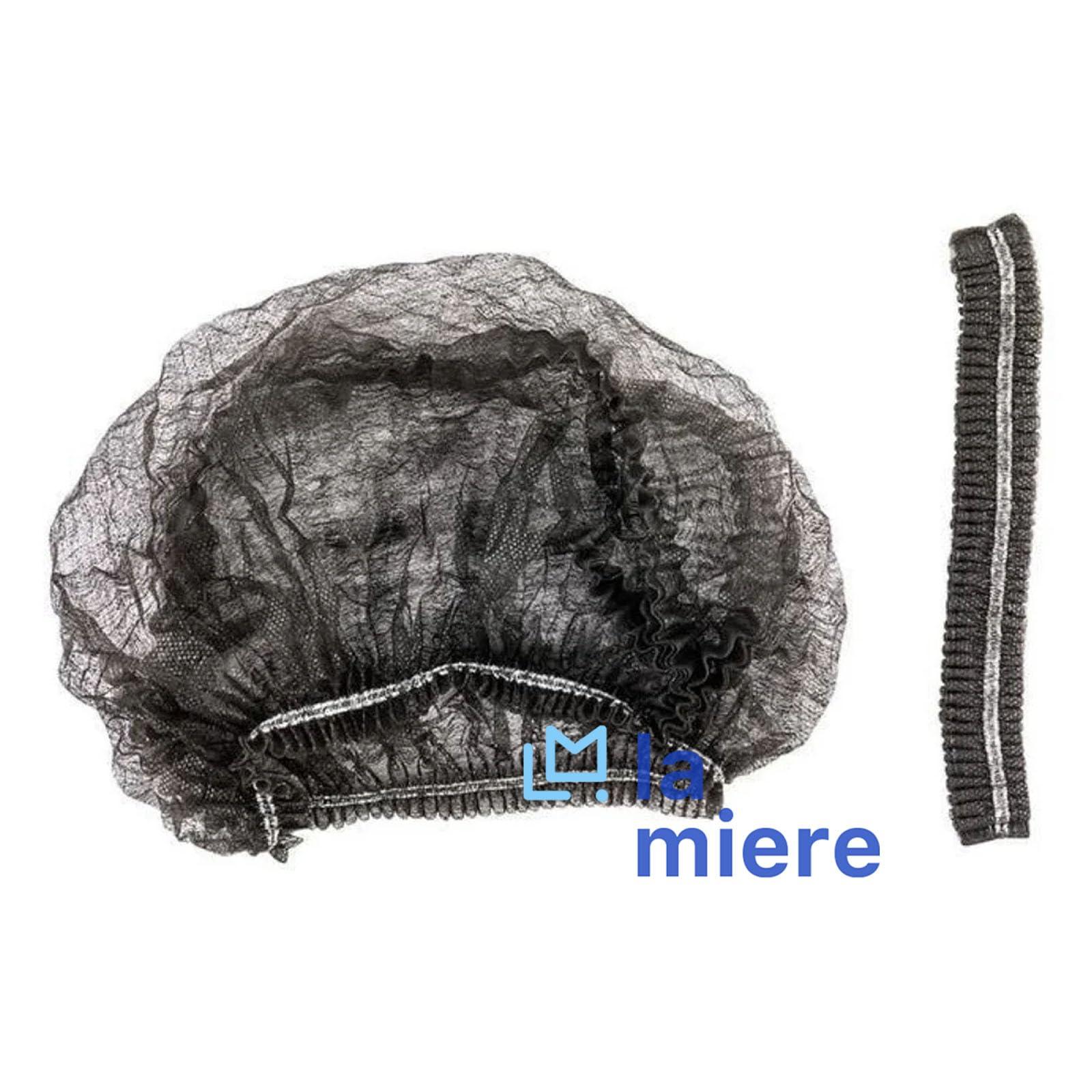LA MIERE LA MIERE 100 Black Disposable Non-Woven Hairnets, Bouffant Caps, Protective Hair Head Covers, Hair Net, Surgical Cap, Medical Hair Covers, 21\"