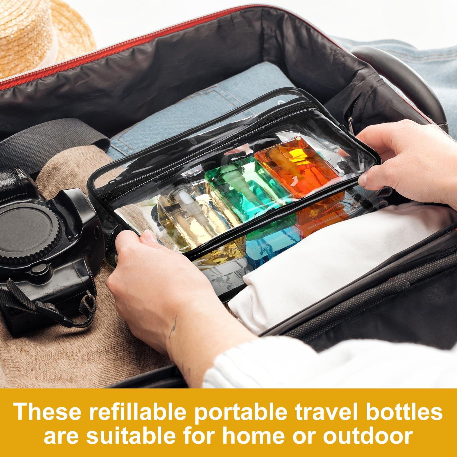 Domensi Domensi 100ml /3.4 oz Pump Bottle Mini Travel Bottles Small Dispenser Bottles Plastic Pump Lotion Dispenser Empty Bottle Square Dispenser Travel Size Containers Toiletries