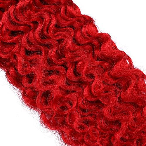 General Peruvian Remy Hair Bundles with Frontal Deep Wavy Mixed Length 13 with 4 Inches Red Frontal Lace Closure with Bundles