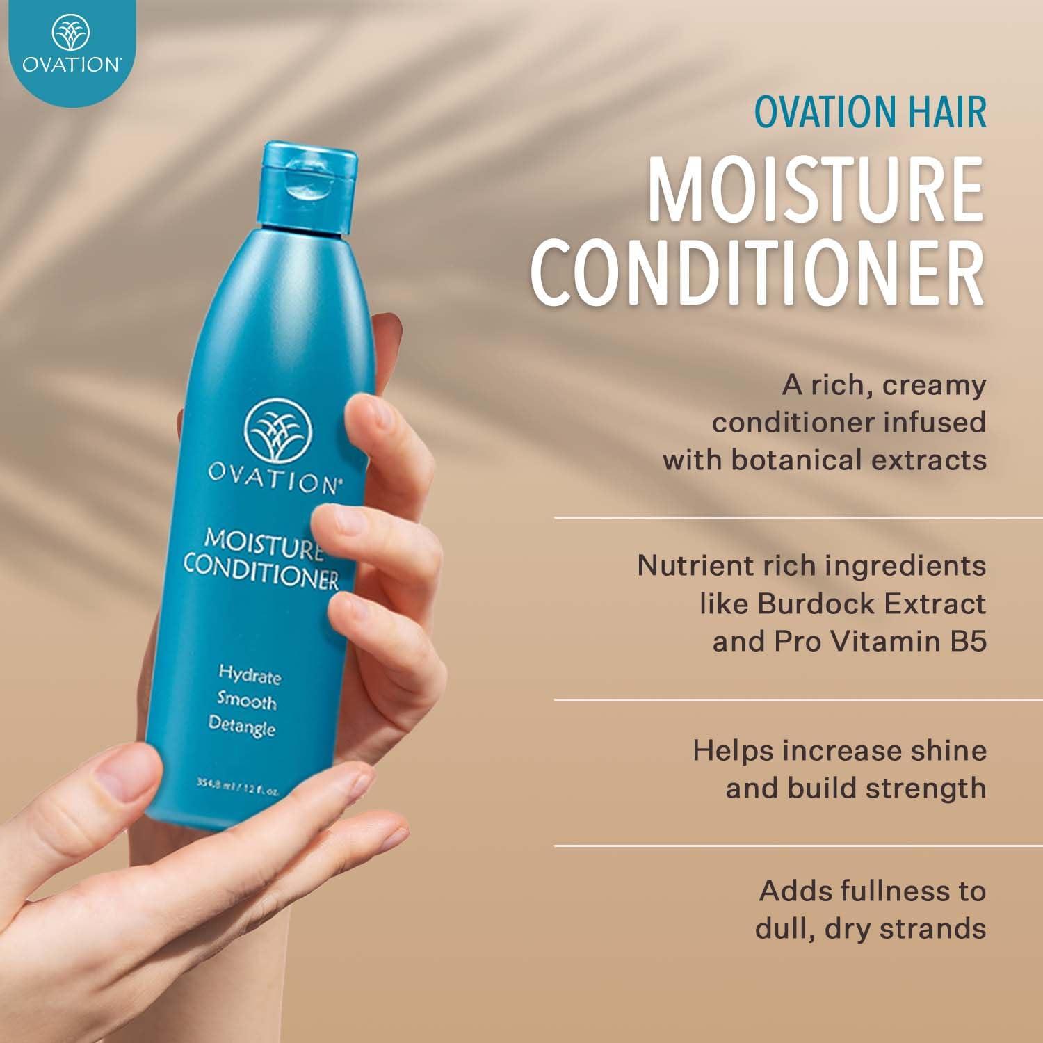 Ovation Hair Ovation Hair 3-Step Bundle for Fine, Dry Hair - with Volume Shampoo, Cell Therapy Hair Growth & Healthy Scalp Treatment, Moisture Conditioner - Add Volume, Fullness, Hydration, Balance & Shine