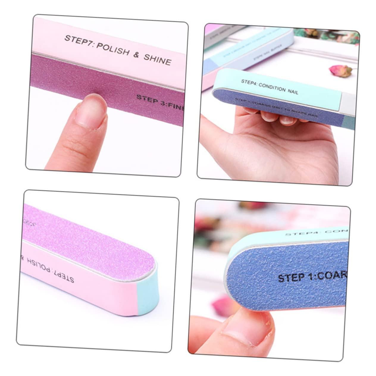 NOLITOY NOLITOY 12pcs Large Nail Buffer Blocks Kit 7 Step Nail File Polishing Strip for Lady Women