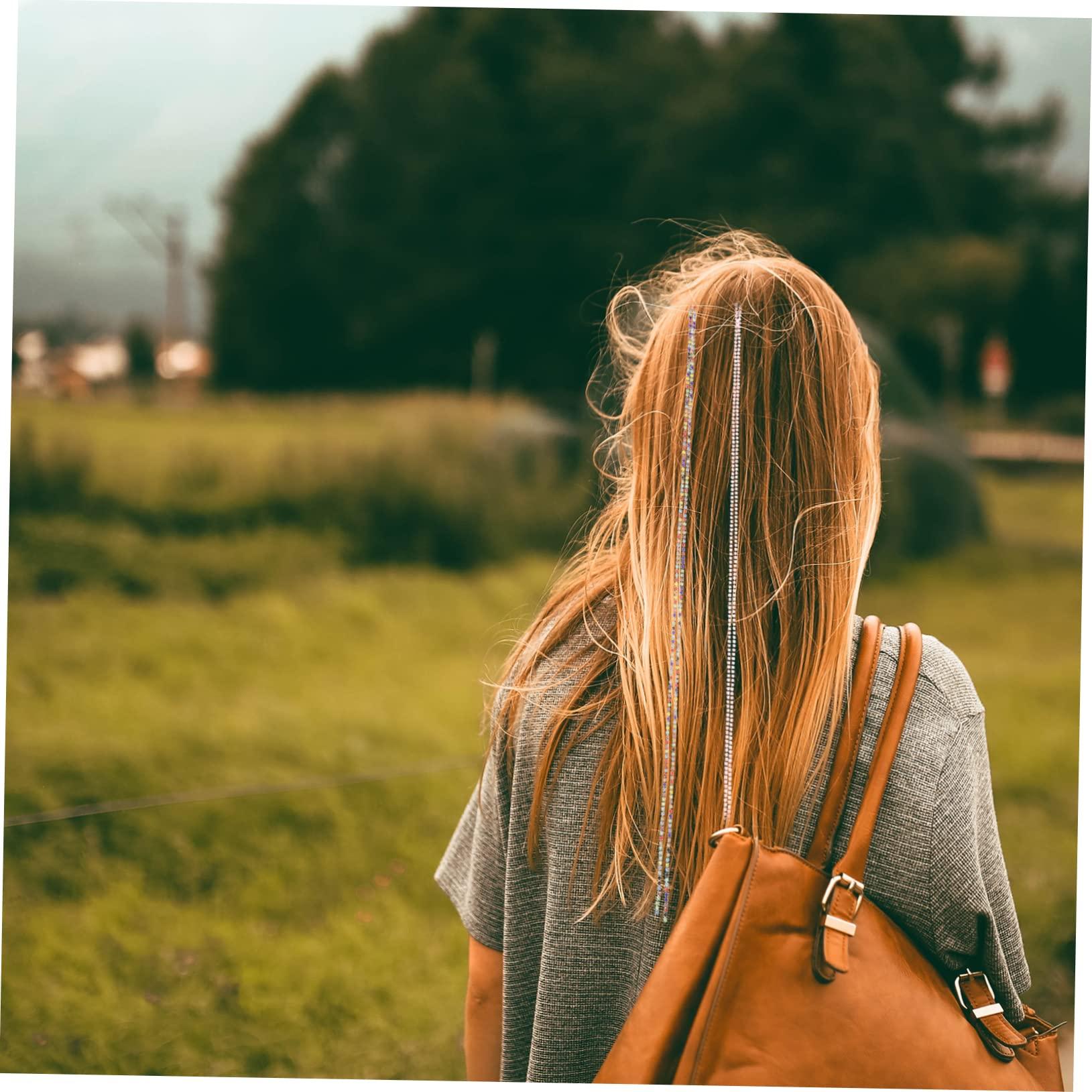 BELLIFFY BELLIFFY 2pcs Rhinestone Hair Chain Hair Jewelry Hair Accessory for Womens Hair Clips Hair Jewels for Women Braid Hair Accessories Rhinestone Barrettes for Women Braided Acrylic