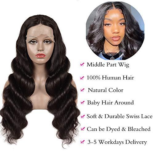 Rismale Hair Body Wave Lace Front Wigs Human Hair Pre Plucked 13x4x1 T Part Body Wave Transparent Lace Frontal Wigs for Black Women 150% Density Brazilian Human Hair Wigs (24, T-Part-Body wig)