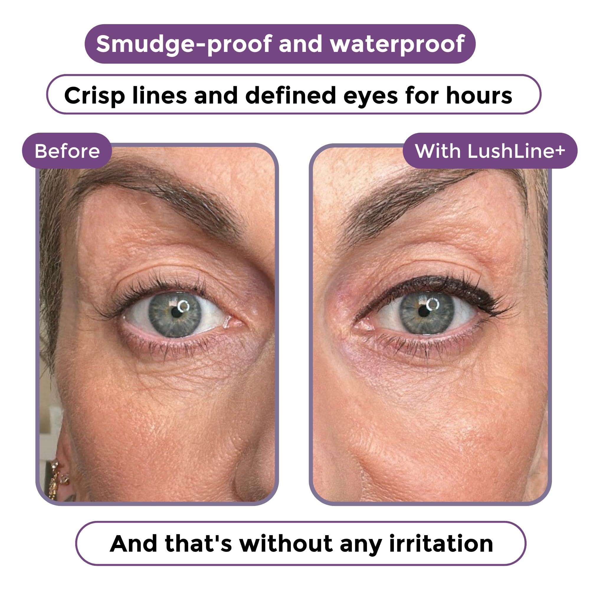 Rumi Cosmetiques Rumi Cosmetiques LushLine+ Waterproof Eyeliner Pencil For Older Women - Smudge Proof, Long-Lasting, Non Toxic, Soft Glide - Safe For Sensitive Eyes (Natural Grey)