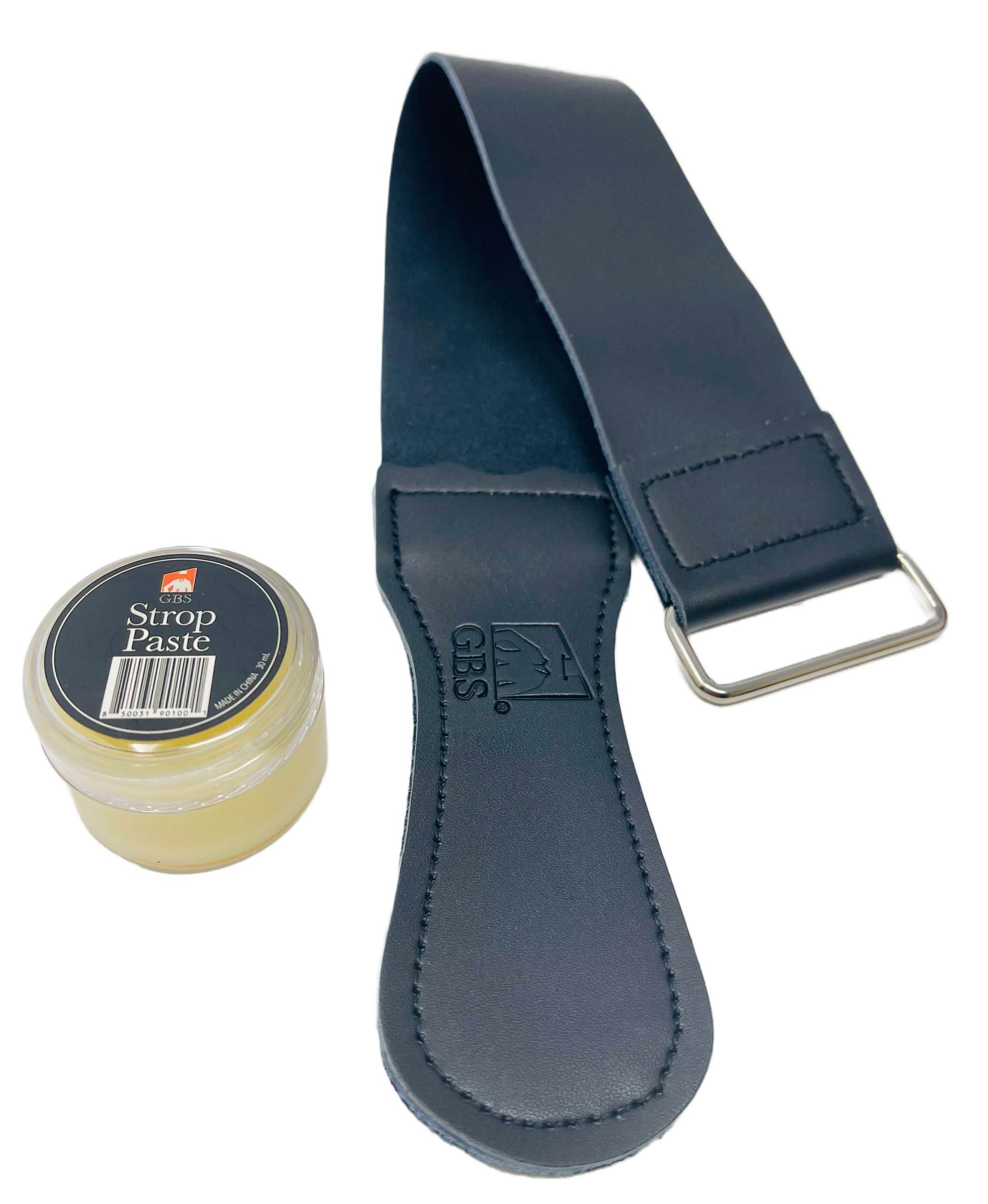 G.B.S G.B.S Black Luxury Shaving Kit - Wood Straight Razor, Mug, Natural Soap, Brush, Alum block, Strop and Paste Grooming Kit, Black