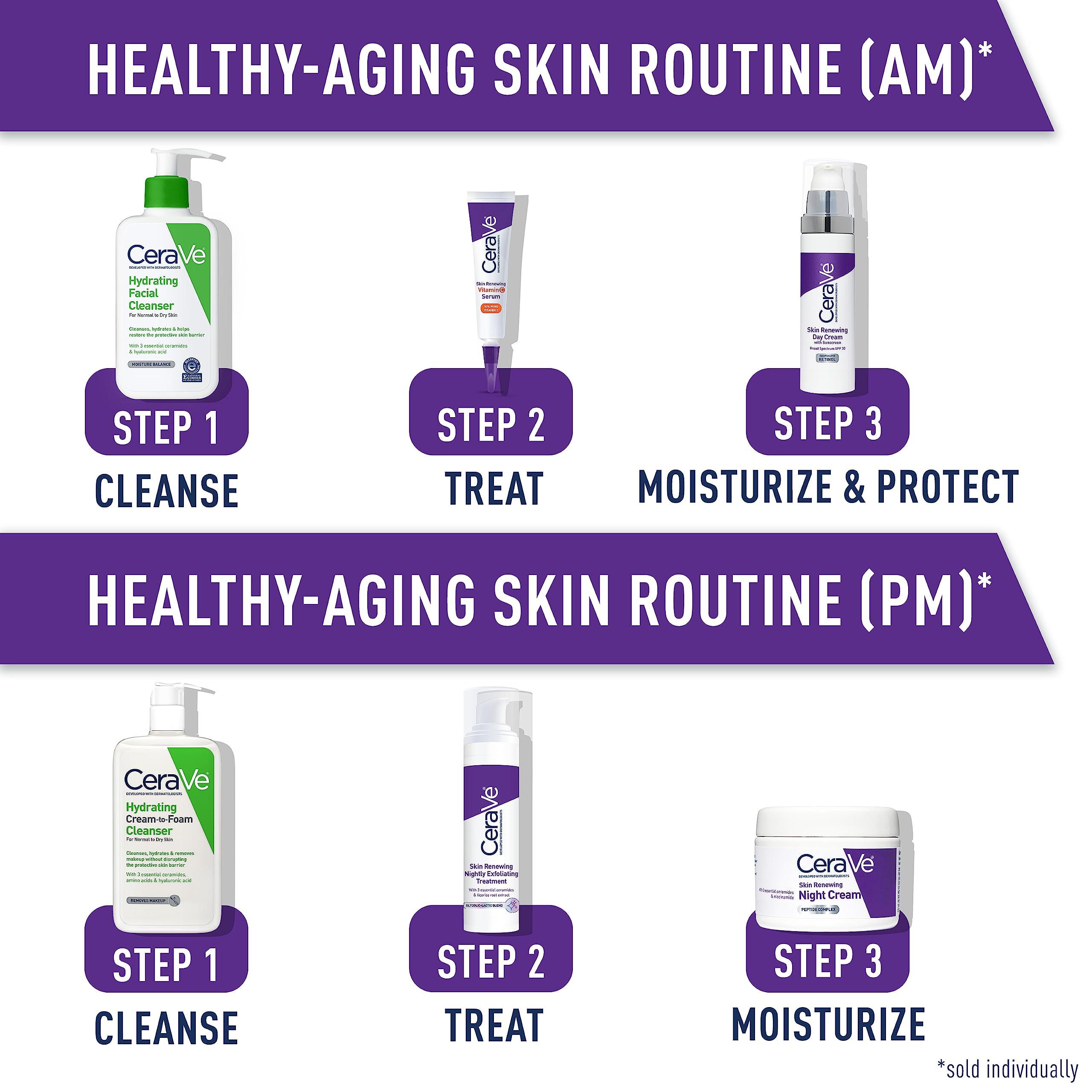 CeraVe CeraVe Skin Renewing Night Cream, Niacinamide, Peptide Complex, and Hyaluronic Acid Moisturizer for Face, 1.7 Ounce, Packaging may Vary