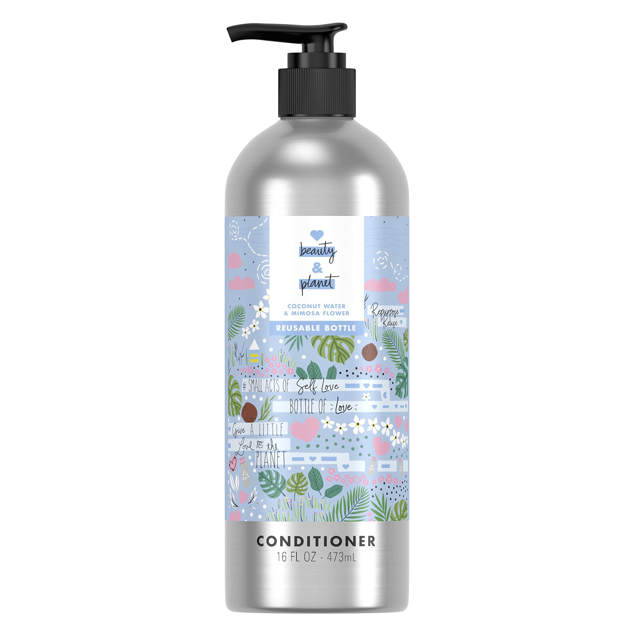 Love Beauty And Planet Love Beauty And Planet Silicone-Free Conditioner Thickening Conditioner for Fine Hair Coconut Water and Mimosa Flower in Reusable and Refillable Aluminum Bottle 16.5 fl oz
