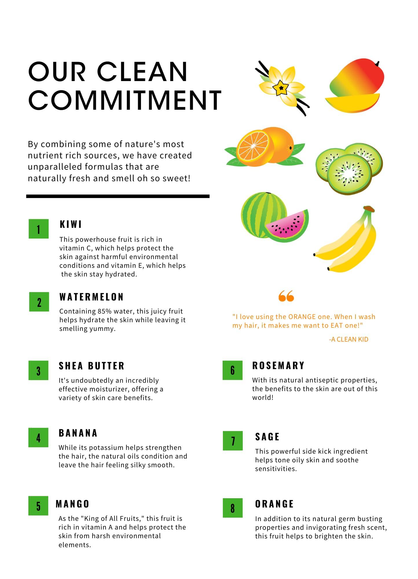 Clean Kids Naturally Clean Kids Naturally Tropical Orange Burst Shampoo, All-Natural, Gluten-free, Vegan, and Cruelty-free, Paraben-Free, EWG Verified, 16 oz (2 Bottles)