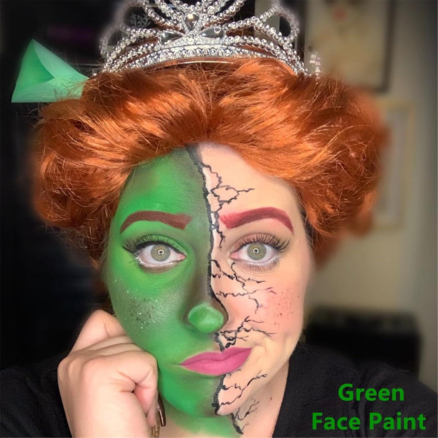 Go Ho Go Ho Dark Green Face Paint Stick,Water Based Cream Green Body Paint Washable,Highly Pigmented,Smooth and Safe for Skin,Halloween Cosplay SFX Makeup,St Patricks Day Face Paint