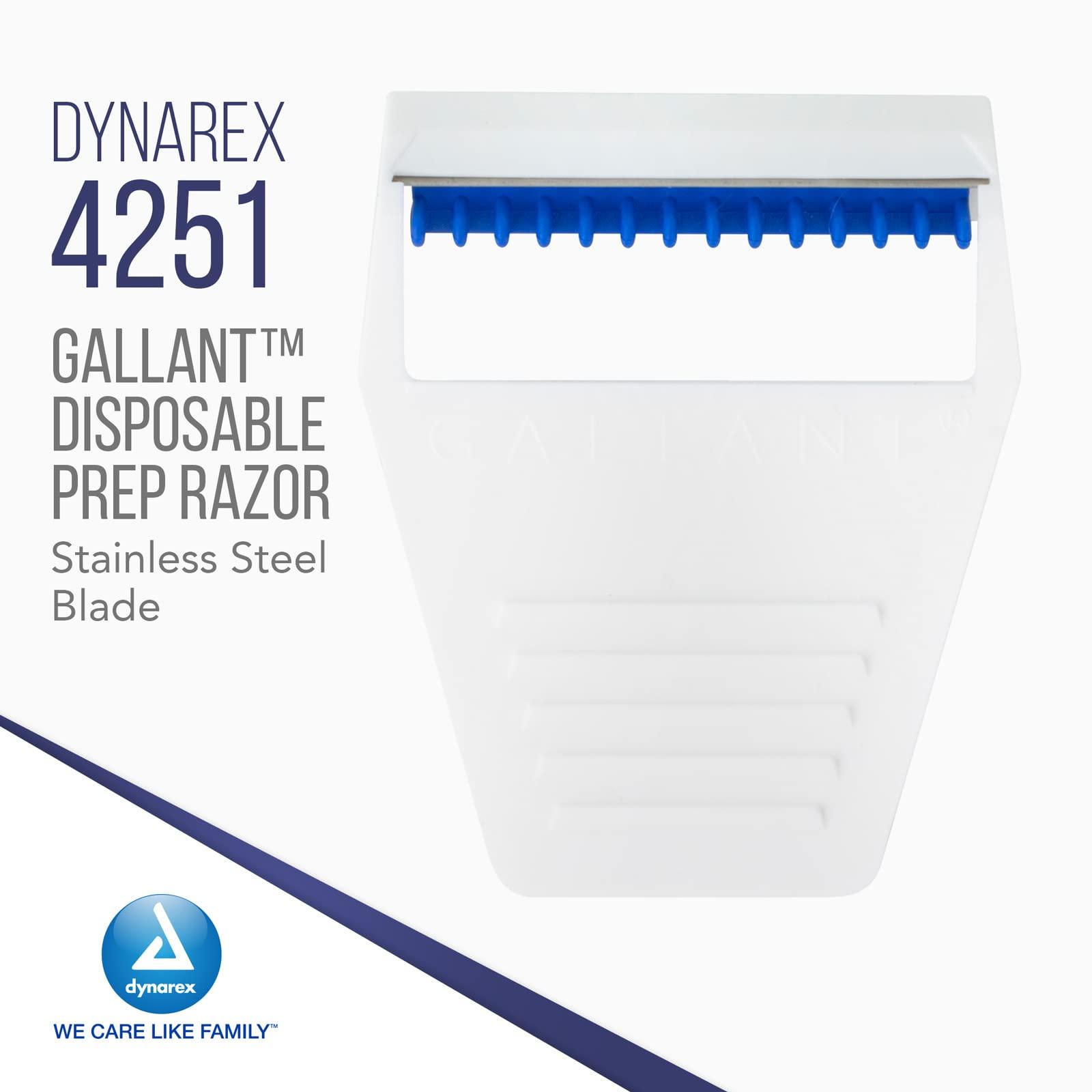 Dynarex Dynarex Gallant Disposable Prep Razors, Used before ECG and other Procedures, Disposable Razors with Open Design, Ergonomic Surgical Prep Razors, 1 Box of 50 Razors