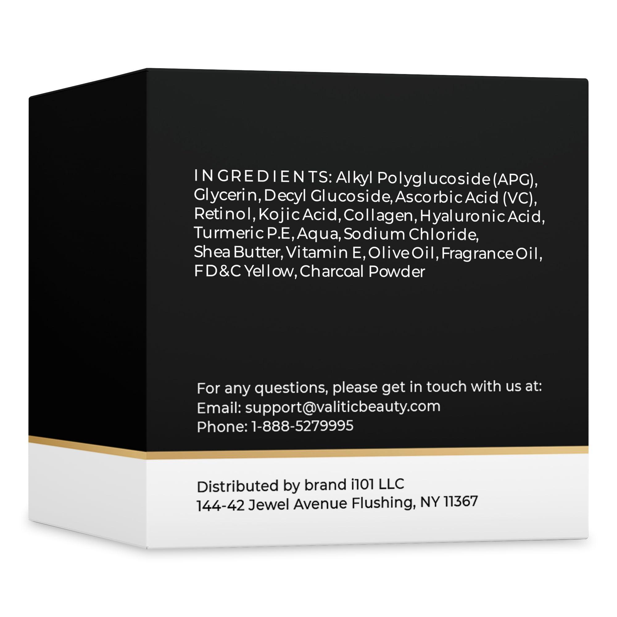 VALITIC VALITIC Charcoal Kojic Acid Turmeric Black Soap Bar Dark Spot Remover for Body or Face Wash - 2 Pack