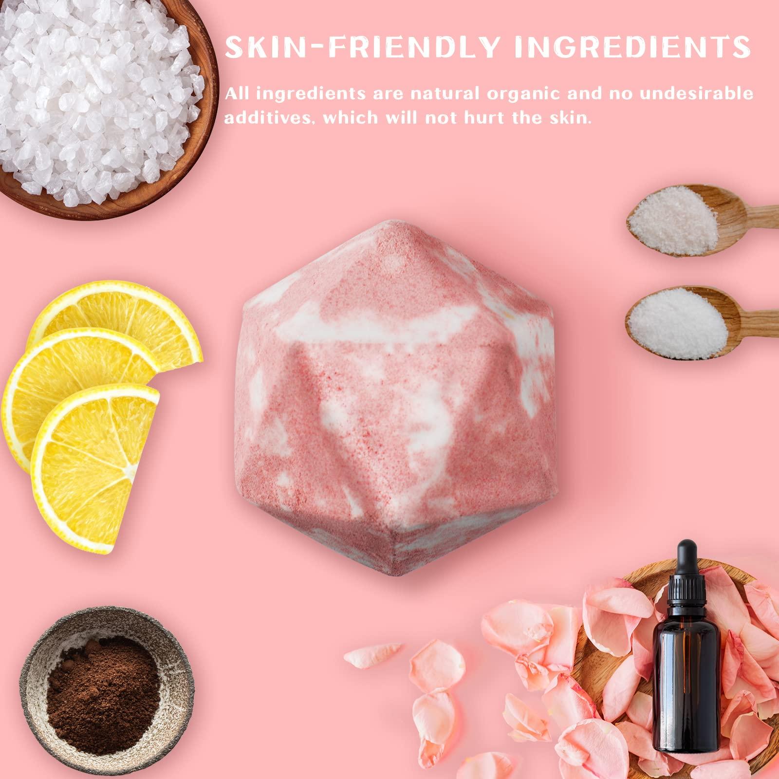 VIIPHA Huge D20 Bath Bombs with Full Surprise Set of Polyhedral Dice Inside, D&D Inspired Dragon Blood Bath Bomb 11oz with Gift Box - Perfect for Dungeon Master, Player and Tabletop RPG Nerd