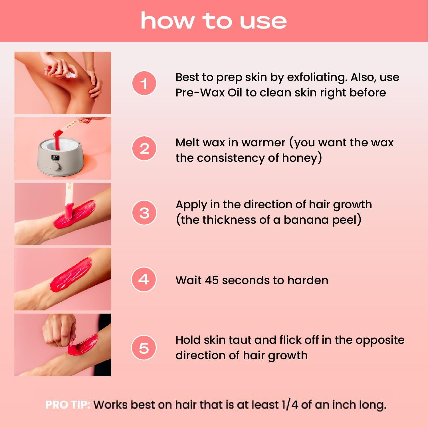 KoluaWax KoluaWax Premium Waxing Kit for Women - Hot Melt Hard Wax Warmer for Hair Removal, Eyebrow, Bikini, Legs, Face, Brazilian Wax - Machine, 4-Pack Beads, Accessories, Sand