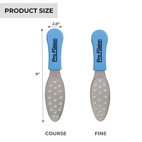 ForPro Professional Collection ForPro Pro Fusion Stainless Steel Pedi File - Coarse, Double-Sided Professional Quality - Blue Handle Pedicure File for Heels and Feet - 8.25” L