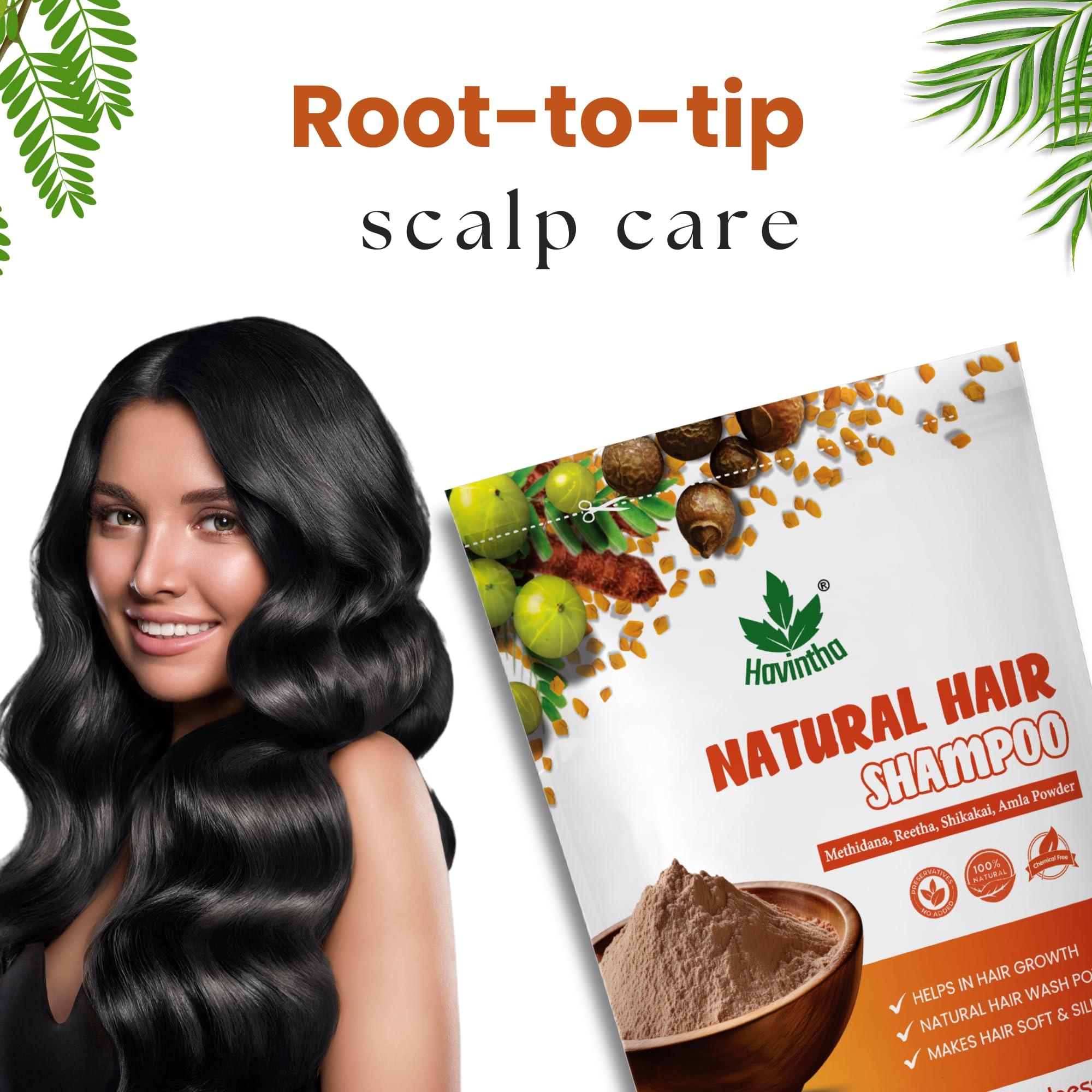 Havintha Havintha Natural Hair Shampoo with Amla, Reetha, Shikakai and Methi dana Powder for hair wash - 8 ounce | 0.5 pound | 227 grams (Pack of 1)