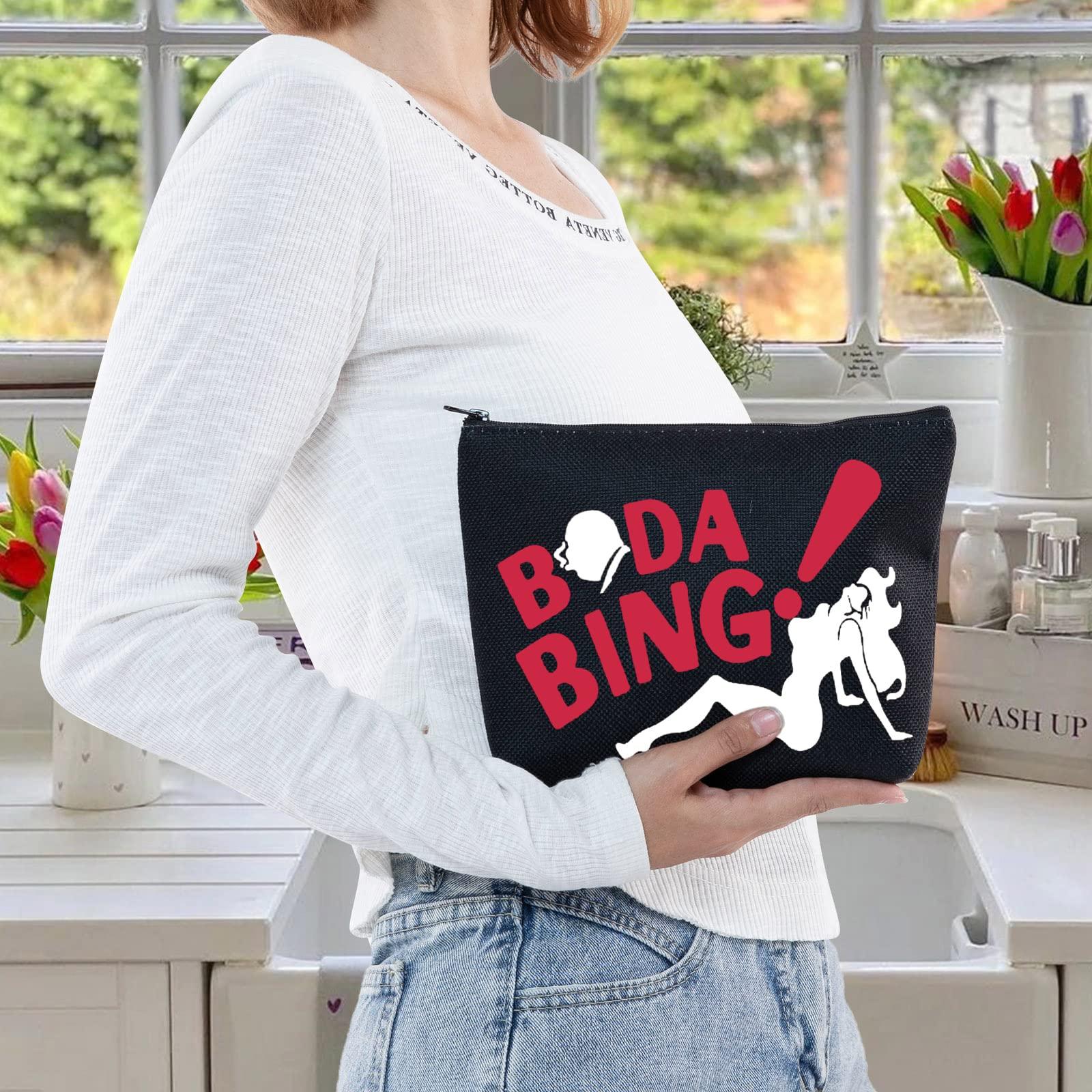 LEVLO LEVLO Sopranos TV Show Cosmetic Make Up Bag Tony and Carmela FansGift Bada Bing Sopranos Makeup Zipper Pouch Bag For Friend Family (Bada Bing Black)