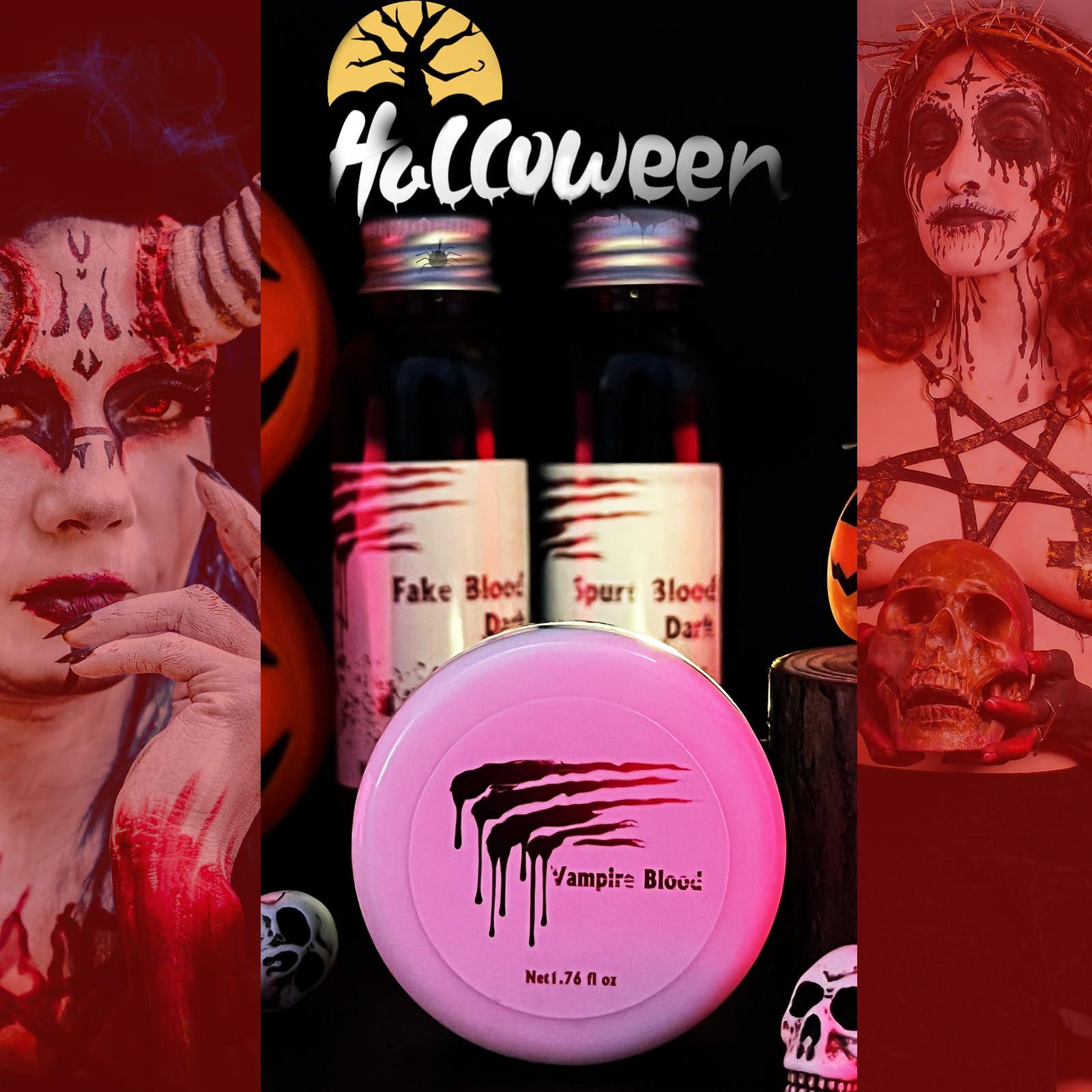 OLO guai OLO guai,NEW-Halloween high-quality zombie prank costume, makeup props, fake blood2PCS fake bloodbright and dark and blood ointment suit gift of makeup sponge and nozzle