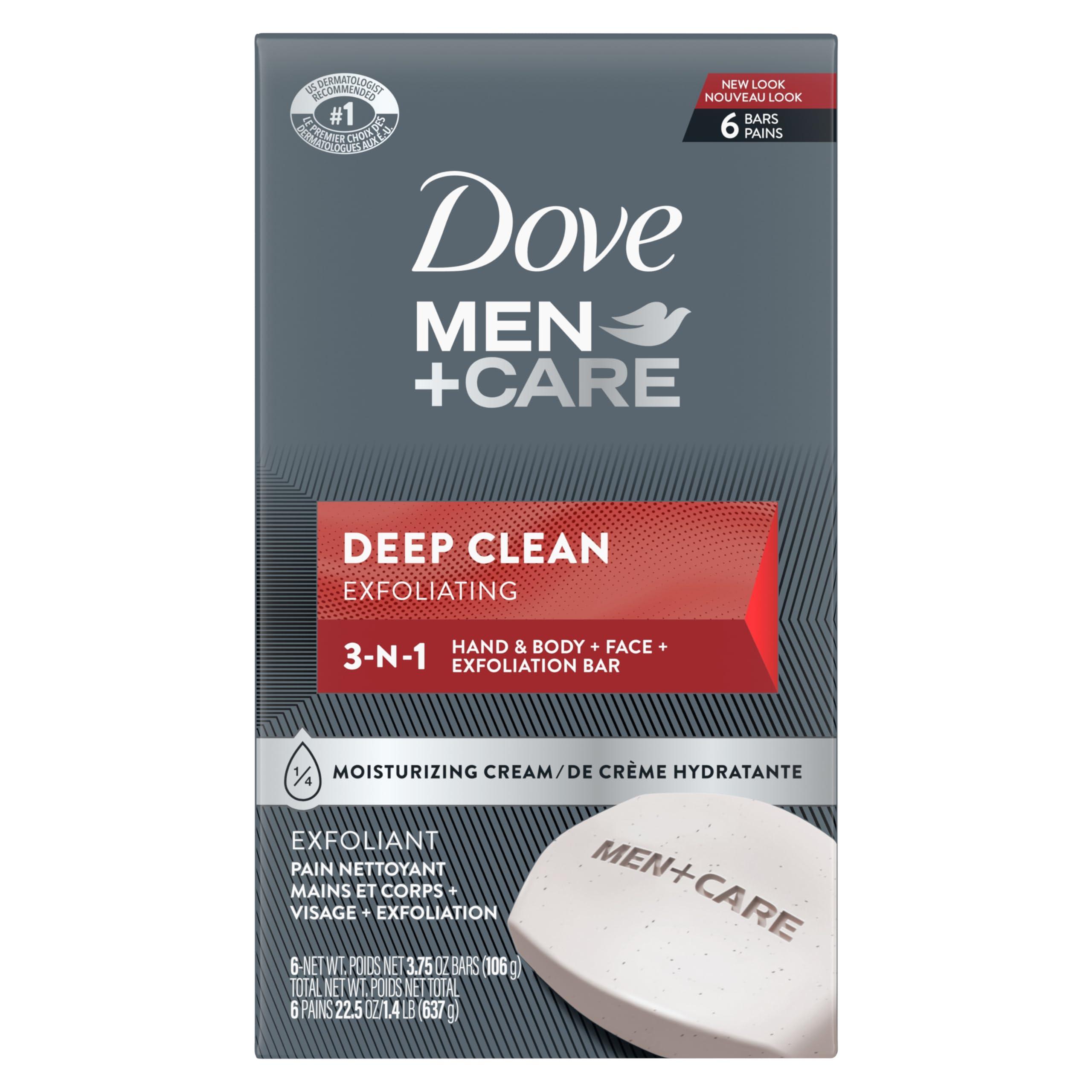 DOVE MEN + CARE DOVE MEN + CARE Deep Clean Body and Face Bar (Pack of 8) + (Pack of 6) More Moisturizing Than Bar Soap