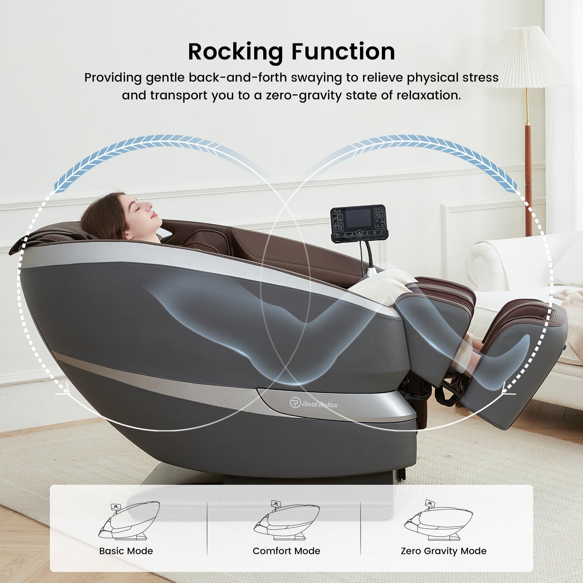Real Relax Real Relax Massage Chair Full Body of Dual-core S Track, 12 Auto Modes, Back and Calves Heating, Zero Gravity Massage Recliner Chair, FS01 Brown